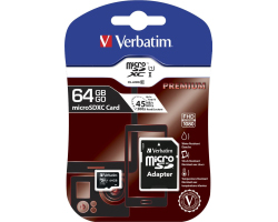 Verbatim memorijska kartica Premium Micro SDXC Secure Digital 64GB Class 10 + adapter