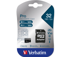 Verbatim memorijska kartica PRO Micro SDHC 32GB, U3, A2, V30, Class 10 Card + adapter