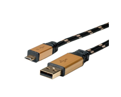 Roline GOLD USB2.0 kabel TIP A(M) - Micro B(M), 1.8m, crno/zlatni