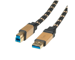 Roline GOLD USB3.0 kabel TIP A/B M/M, 3.0m, crno/zlatni