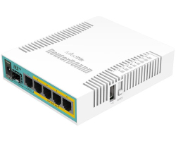 Mikrotik RB960PGS, hEX PoE, 800MHz CPU, 128MB RAM, 5&times;Gigabit LAN, (4&times;PoE izlaz), SFP, USB, RouterOS L4, plastično kući&scaron;te, PSU