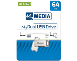 MyMedia Dual USB3.2 Gen1/USB-C 64GB, metal