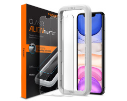 Spigen Align Glas.tR, za&scaron;titno staklo za ekran telefona, 2 kom + okvir za instalaciju - iPhone 11/XR (AGL00101)